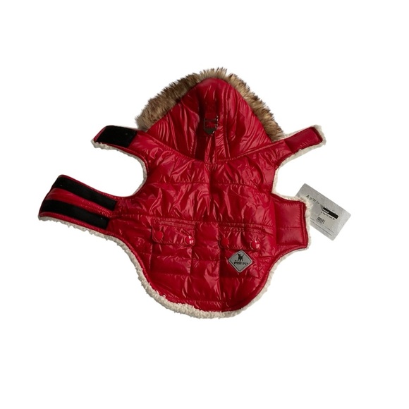 The Worthy Dog Park City Puffer Hoodie Jacket Red XS Winter Sherpa Pet Cozy NWT - Picture 2 of 11